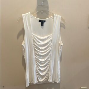 White House Black Market Cream Ruched Sleeveless Camisole